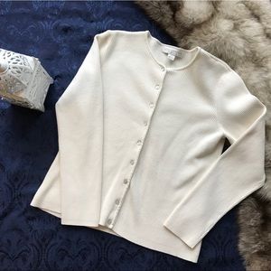 Petite Sophisticate | Cream Buttoned Sweater